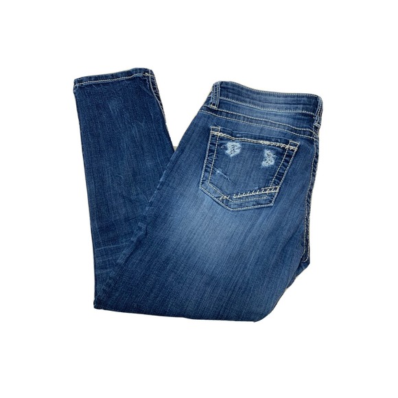 Bke Jeans Women's 28 Stella Straight Cut Stretch Denim Blue Buckle Approx 32x26 - Picture 1 of 10